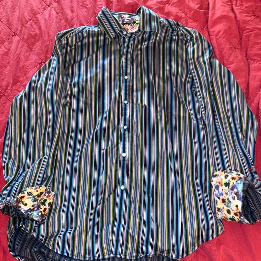Striped Multicolor Men's Robert Graham size L  button up shirt